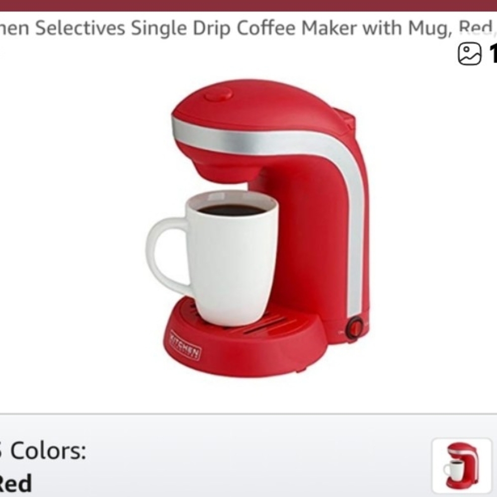 Selectives Red Single Drip Coffee Maker with Mug